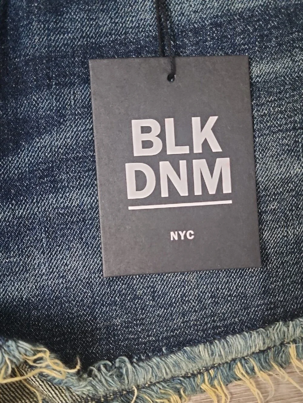 BLK DNM Women's Dark Indigo Frayed Denim Cutoff Shorts 2